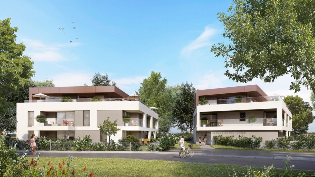 Vue perspective du Clos du Fuchsberg à Riedisheim