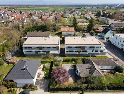 Vue drone de la résidence côté rives à Sausheim